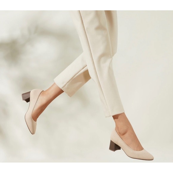 Vivaia Shoes - VIVAIA Tamia‎ Almond Toe Block Heel Knit Beige NIB Sustainable Comfort US/10.5